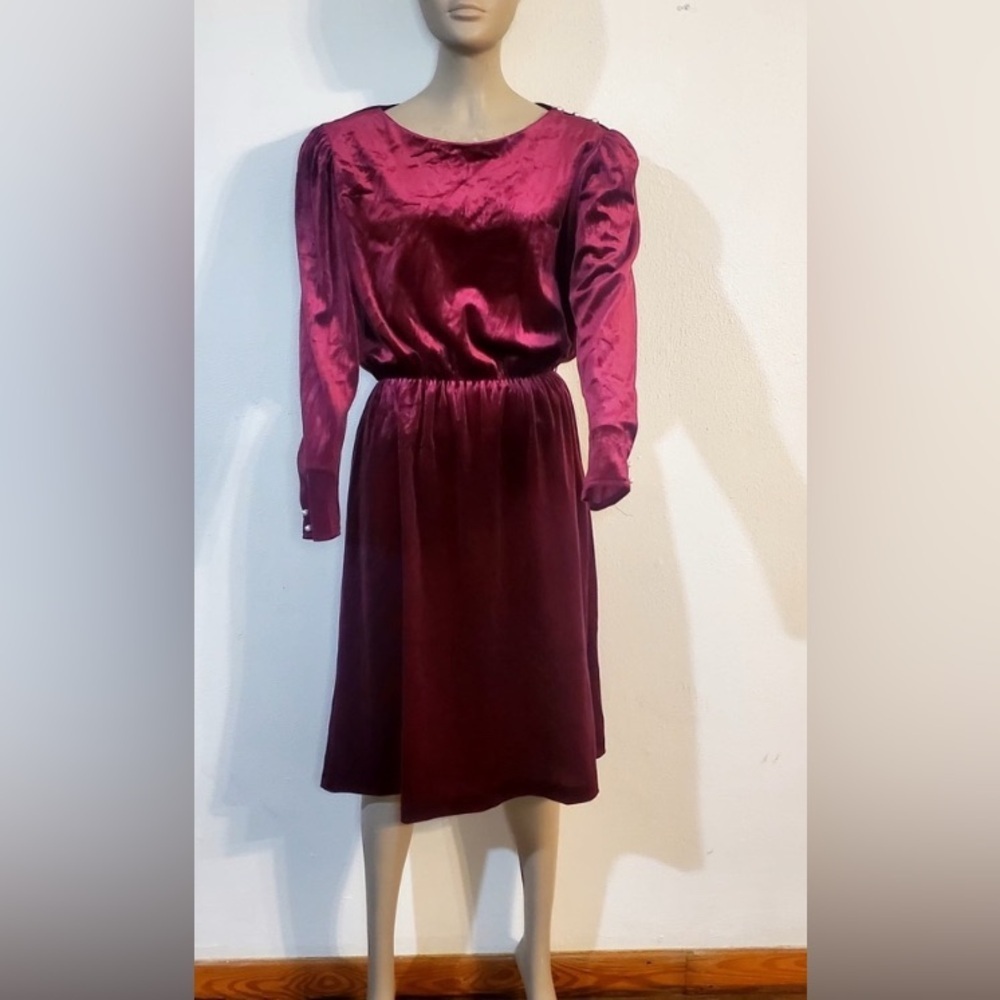 Vintage 70s 80s J.M. II Womens Size 8  Purple Velour Holiday Long Sleeve